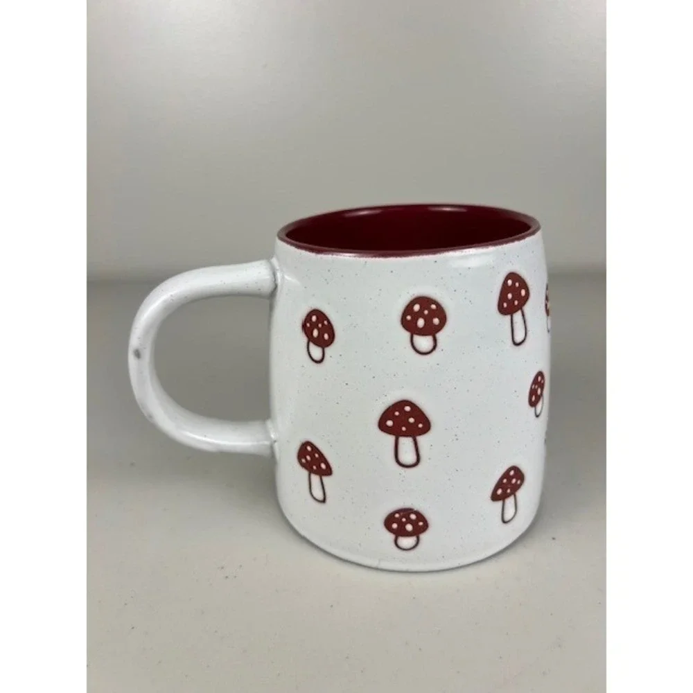 Mushroom Mug 24 oz by Gallery Tabletop White Red Speckled Ceramic Coffee Tea Cup - Picture 4 of 9